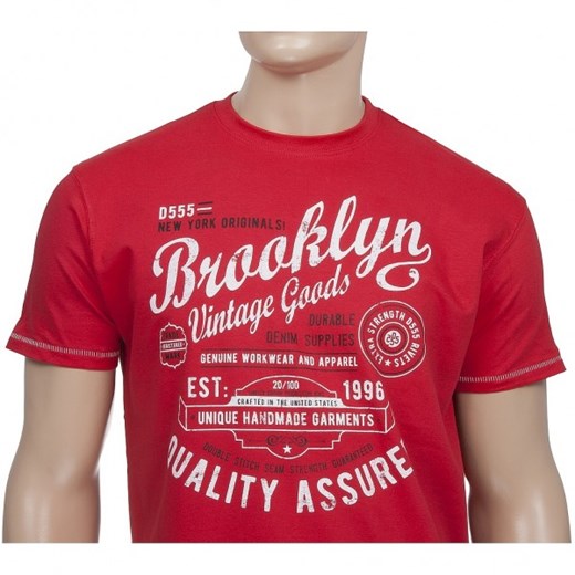 T-Shirt D555 NEAL Brooklyn - czerwona  D555 L mensklep
