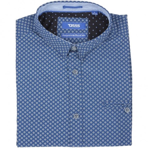 Niebieska koszula bawełniana D555 BOBBY z regularnym wzorem, z krótkim rękawem  D555 XXL mensklep