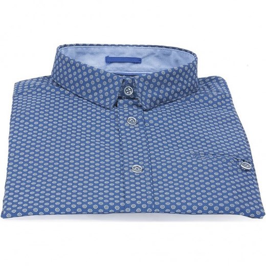 Niebieska koszula bawełniana D555 BOBBY z regularnym wzorem, z krótkim rękawem  D555 XL mensklep