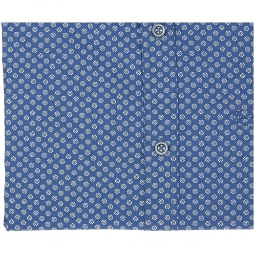 Niebieska koszula bawełniana D555 BOBBY z regularnym wzorem, z krótkim rękawem  D555 S mensklep