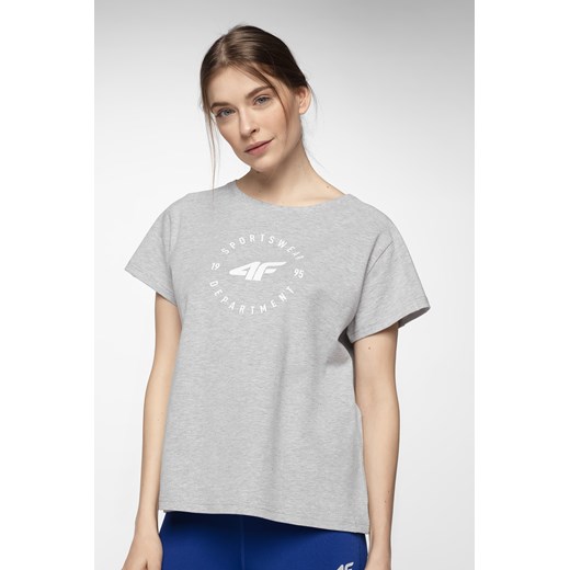 T-shirt damski TSD403 - chłodny jasny szary melanż