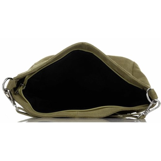 Genuine Leather shopper bag średniej wielkości na ramię w stylu boho skórzana z zamszu z frędzlami 