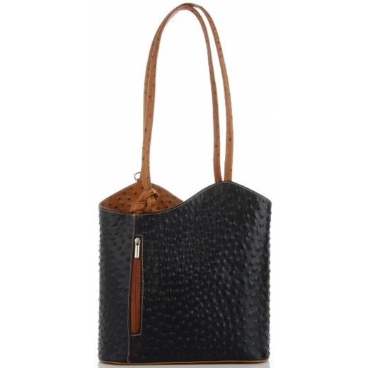Shopper bag Genuine Leather czarna matowa na ramię elegancka bez dodatków 