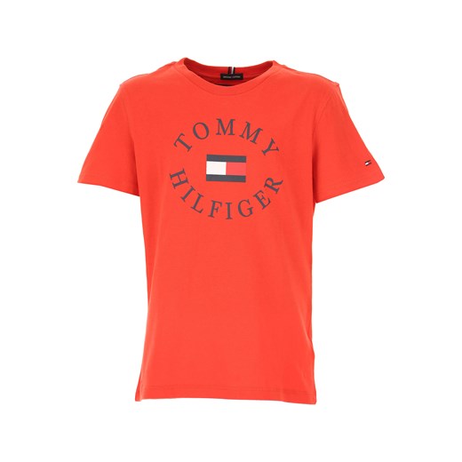 T-shirt chłopięce czerwony Tommy Hilfiger z krótkimi rękawami 