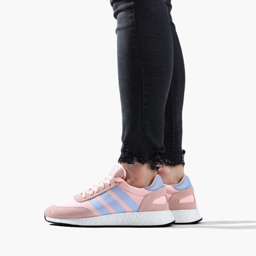 Buty sportowe damskie Adidas Originals na koturnie różowe wiązane bez wzorów 