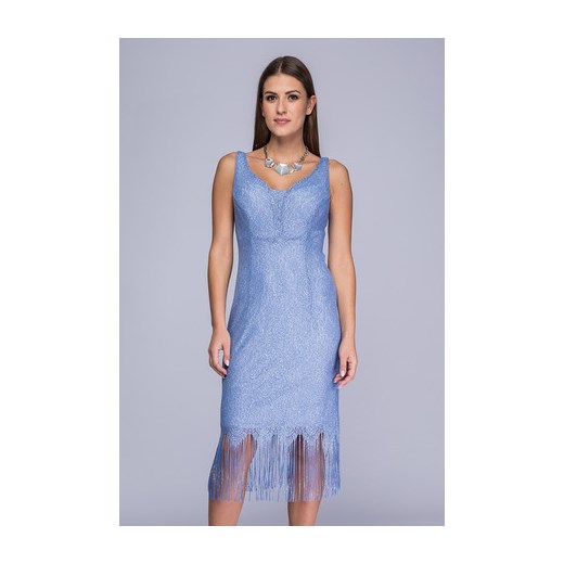 Sukienka niebiesko-srebrzysta koronka Betty Semper  44 