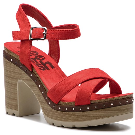 Czerwone sandały damskie Refresh z klamrą z tworzywa sztucznego na wysokim obcasie 