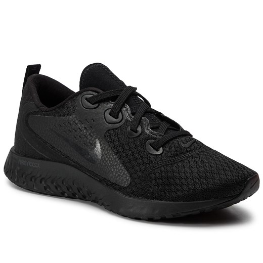 Nike buty sportowe damskie dla biegaczy czarne bez wzorów z tworzywa sztucznego płaskie sznurowane 