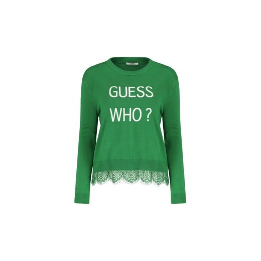 Bluzka damska Guess zielona z długimi rękawami z napisami 
