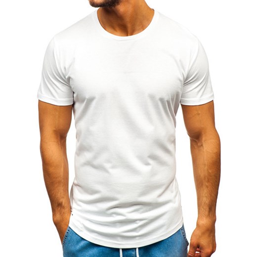 T-shirt męski bez nadruku biały Bolf 1207 Denley  M wyprzedaż  