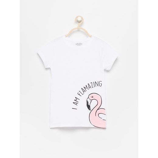 Reserved - T-shirt z flamingiem - Biały Reserved  164 