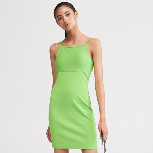 Reserved - Sukienka z prążkowanej dzianiny - Zielony  Reserved M 