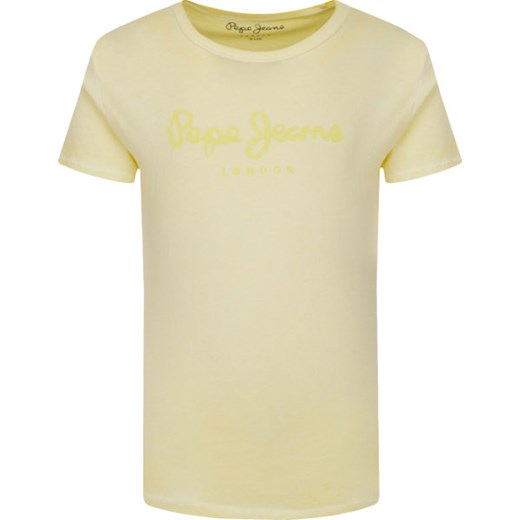 T-shirt chłopięce żółty Pepe Jeans z krótkim rękawem 
