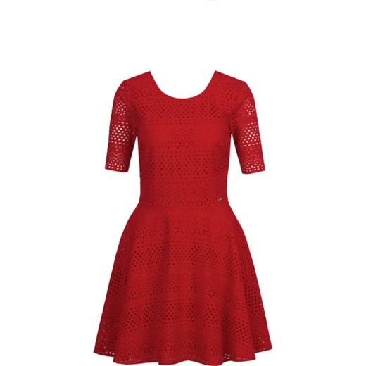 Czerwona sukienka Armani mini z krótkim rękawem casual rozkloszowana 