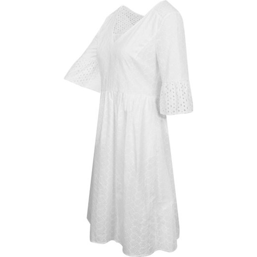 Sukienka Boss Casual biała bez wzorów z długim rękawem mini 