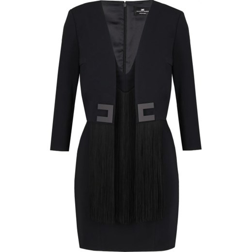 Sukienka Elisabetta Franchi czarna biznesowa dopasowana bez wzorów 