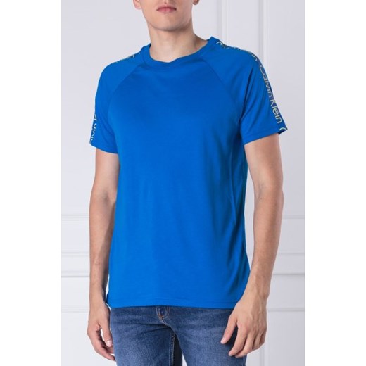 T-shirt męski Calvin Klein jesienny niebieski 
