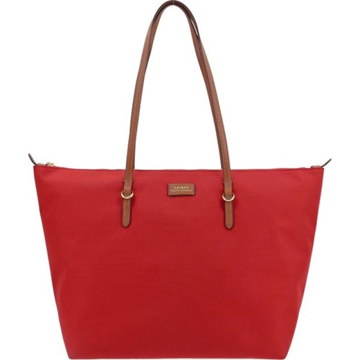 Shopper bag Lauren Ralph duża czerwona bez dodatków matowa 
