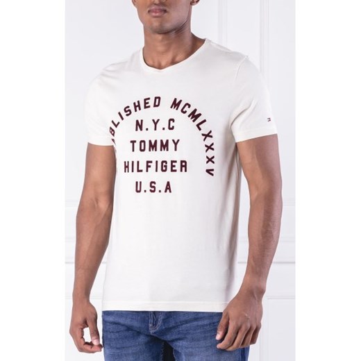 T-shirt męski Tommy Hilfiger z napisami z krótkimi rękawami 