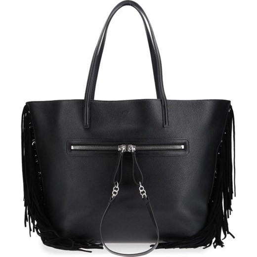 Shopper bag Dsquared2 duża na ramię czarna matowa skórzana 