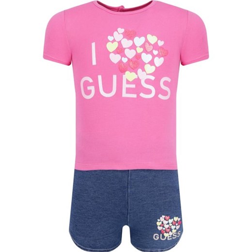 Odzież dla niemowląt różowa Guess z napisami dla dziewczynki 