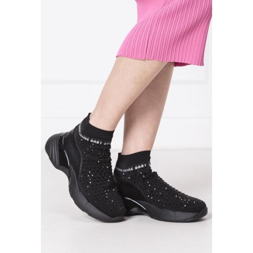 Pinko sneakersy damskie sznurowane z aplikacjami  na platformie młodzieżowe 