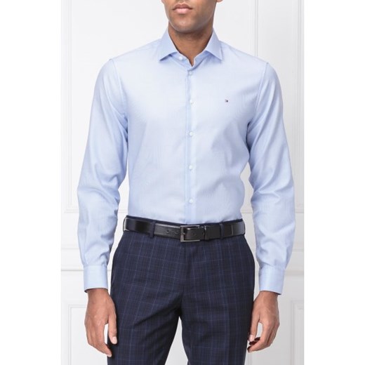Koszula męska Tommy Hilfiger Tailored elegancka z długim rękawem niebieska bez wzorów 