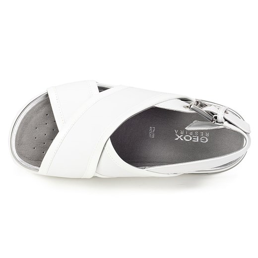 Sandały damskie Geox z klamrą białe casual z niskim obcasem gładkie z tworzywa sztucznego 