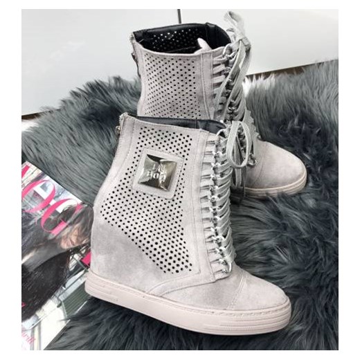Sneakersy damskie Lu Boo na koturnie wiązane młodzieżowe 