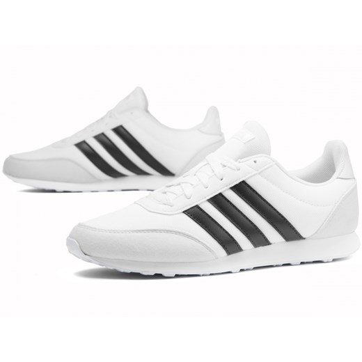 Buty sportowe damskie Adidas dla biegaczy białe bez wzorów wiązane płaskie 