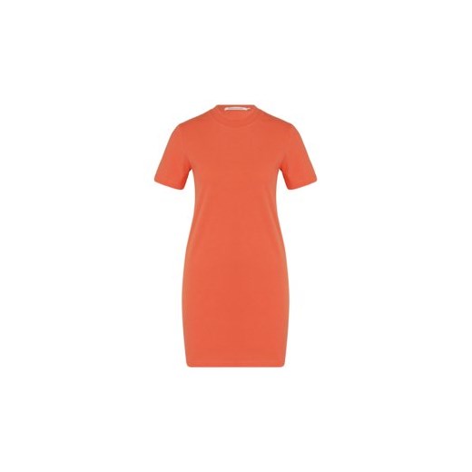 Pomarańczowy sukienka Calvin Klein mini z okrągłym dekoltem prosta na spacer gładka 