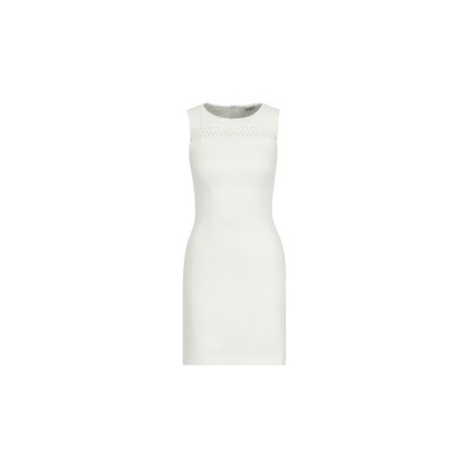 Sukienka Guess biała mini z okrągłym dekoltem bez wzorów na urodziny 