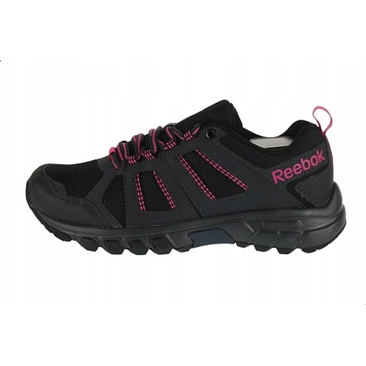 Buty sportowe damskie Reebok do biegania bez wzorów sznurowane czarne płaskie 
