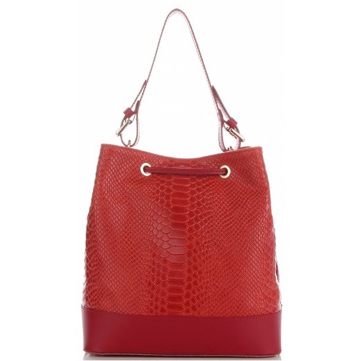 Shopper bag Vittoria Gotti czerwona skórzana 