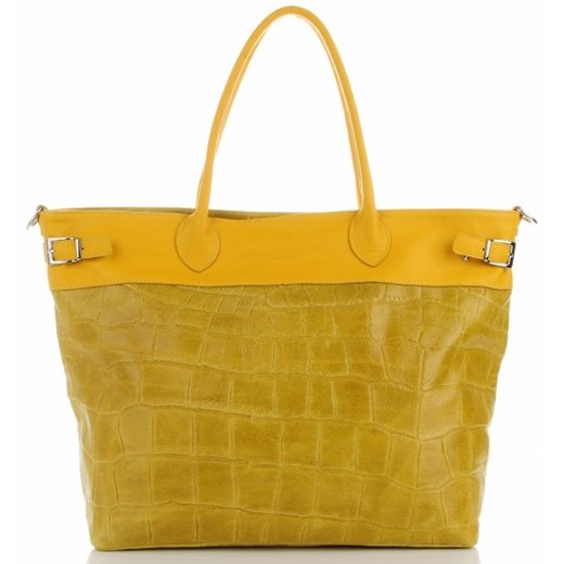 Shopper bag Vittoria Gotti żółta bez dodatków na ramię 