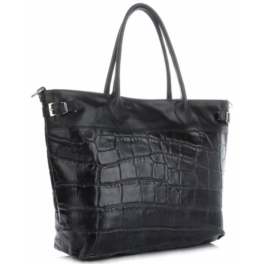 Shopper bag Vittoria Gotti z tłoczeniem mieszcząca a4 elegancka ze skóry na ramię 