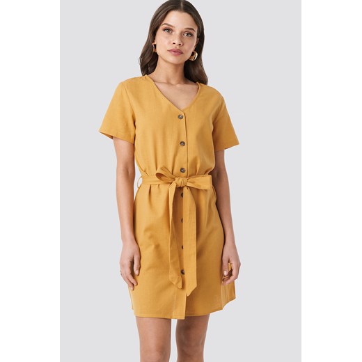 NA-KD Linen Look Buttoned Dress - Yellow NA-KD  42 