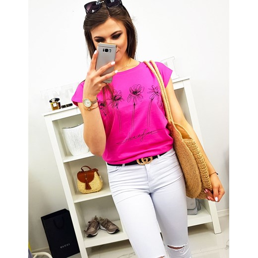 T-shirt damski z nadrukiem różowy (ry0925) Dstreet  XL okazyjna cena DSTREET.PL 
