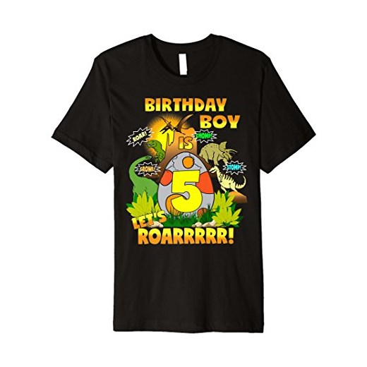T-shirt chłopięce Kids Dinosaur Birthday Tshirts Age 5 z krótkim rękawem w nadruki 