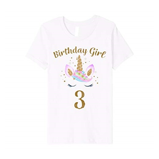 Dziecięca koszulka urodzinowa 3 lata dziewczynka jednorożec
