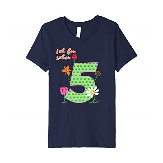 Dziecięcy T-shirt Urodziny 5 lat Dziewczynki Kwiaty Kolorowe