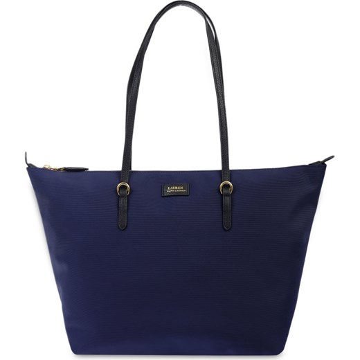 Shopper bag Lauren Ralph mieszcząca a4 bez dodatków niebieska matowa 