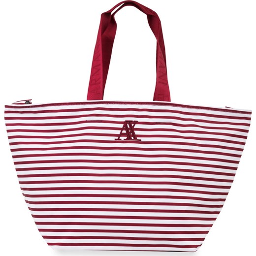 Shopper bag Armani na wakacje bez dodatków na ramię mieszcząca a7 