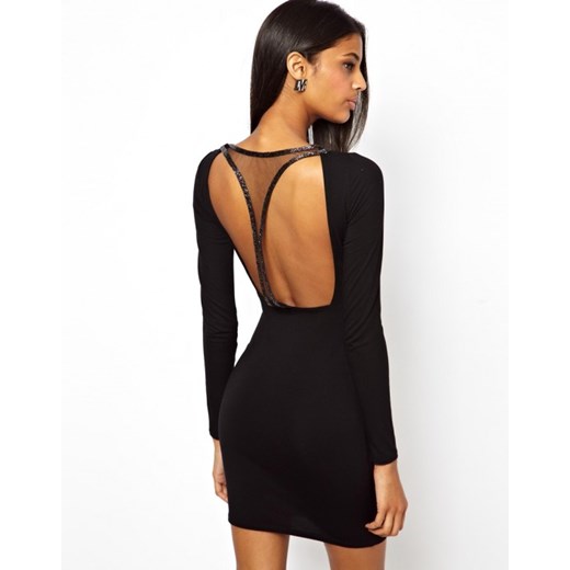 Asos Czarna Mini Sukienka aleja-mody czarny elastyczne