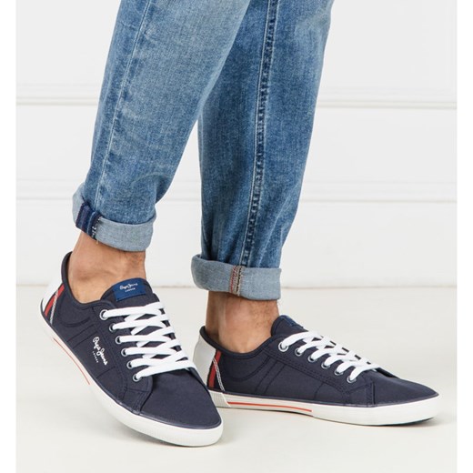Trampki męskie Pepe Jeans z tkaniny młodzieżowe wiązane 