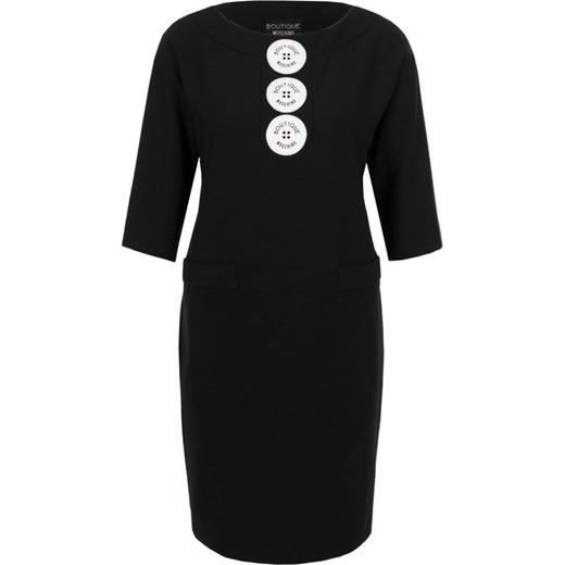 Sukienka Boutique Moschino czarna do pracy z tkaniny dopasowana 