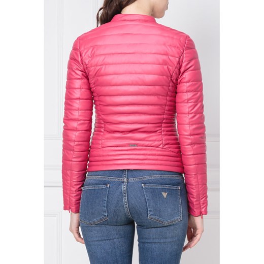 Kurtka damska Guess Jeans różowa krótka bez wzorów wiosenna 