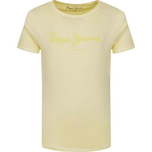 T-shirt chłopięce żółty Pepe Jeans z bawełny 