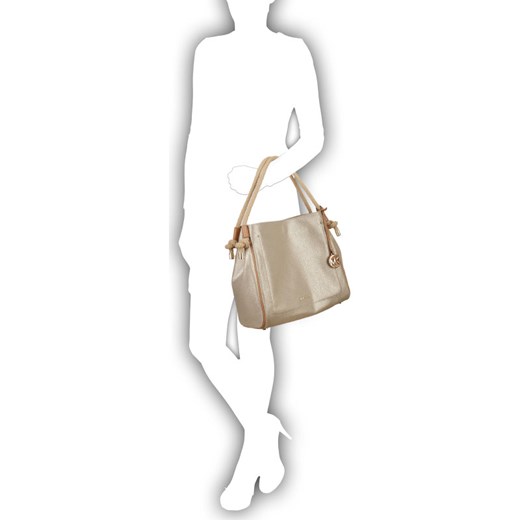 Shopper bag Michael Kors bez dodatków na ramię beżowa 