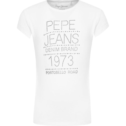 Bluzka dziewczęca Pepe Jeans z aplikacjami  z krótkim rękawem 